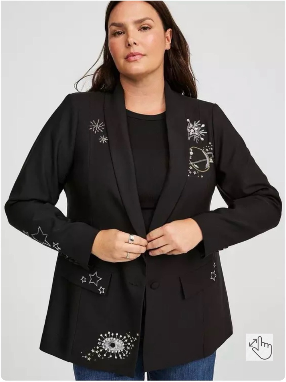 Torrid Studio Refined Crepe Embroidered Classic Fit Blazer
